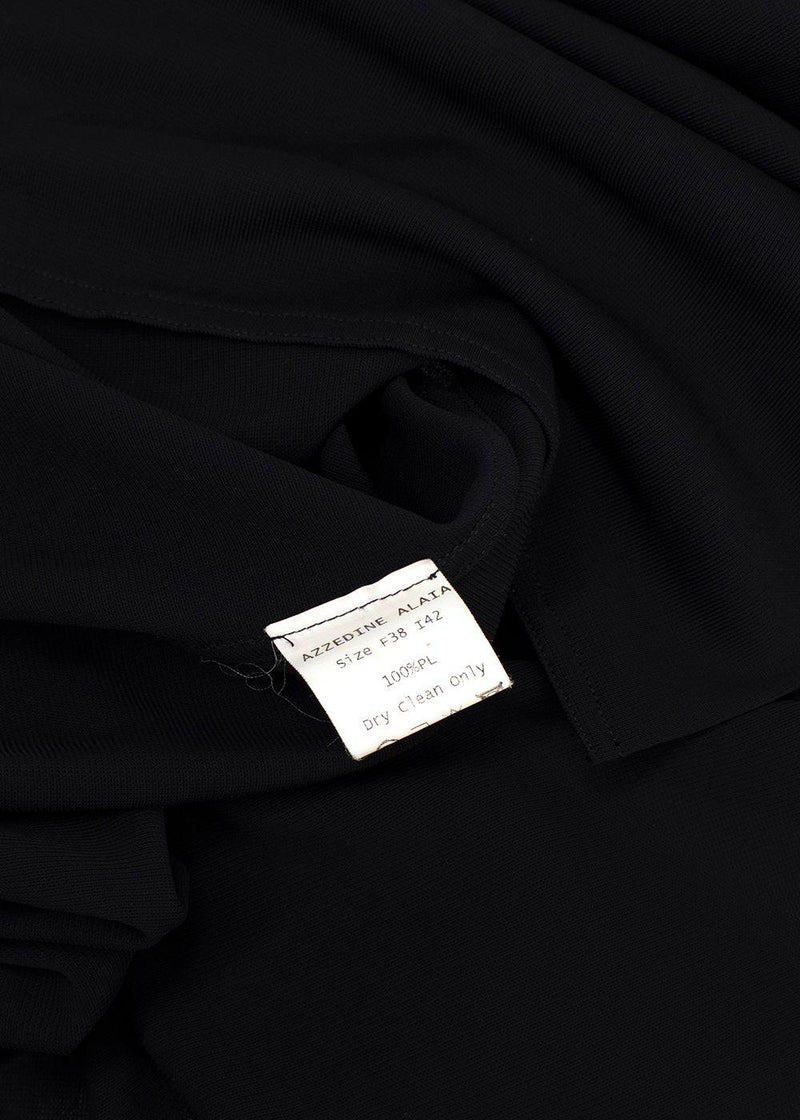 Alaia Black Crepe Ruched Blouse
