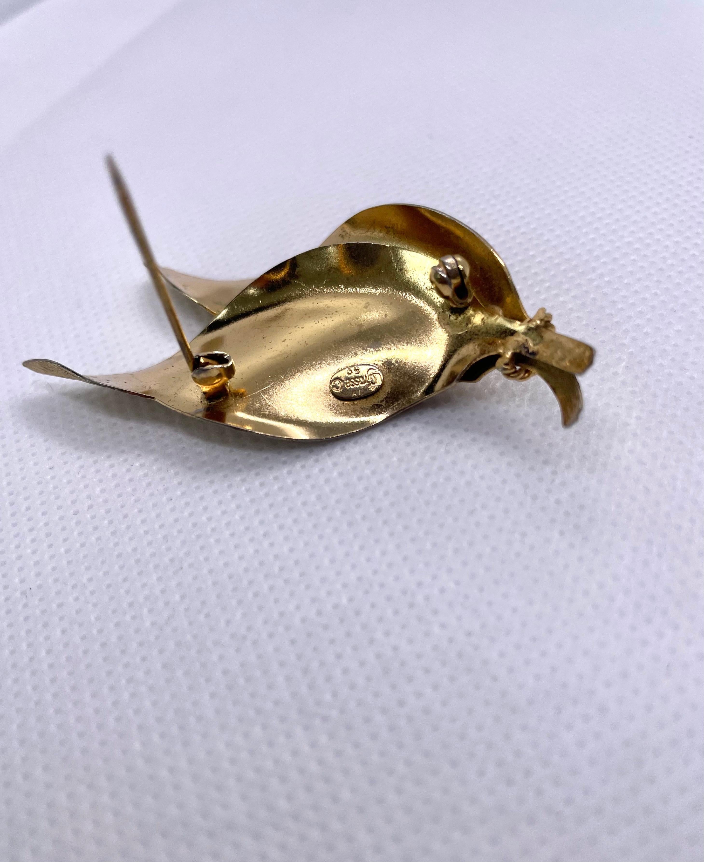 Dior Grosse Gold Plated Leaf Brooch