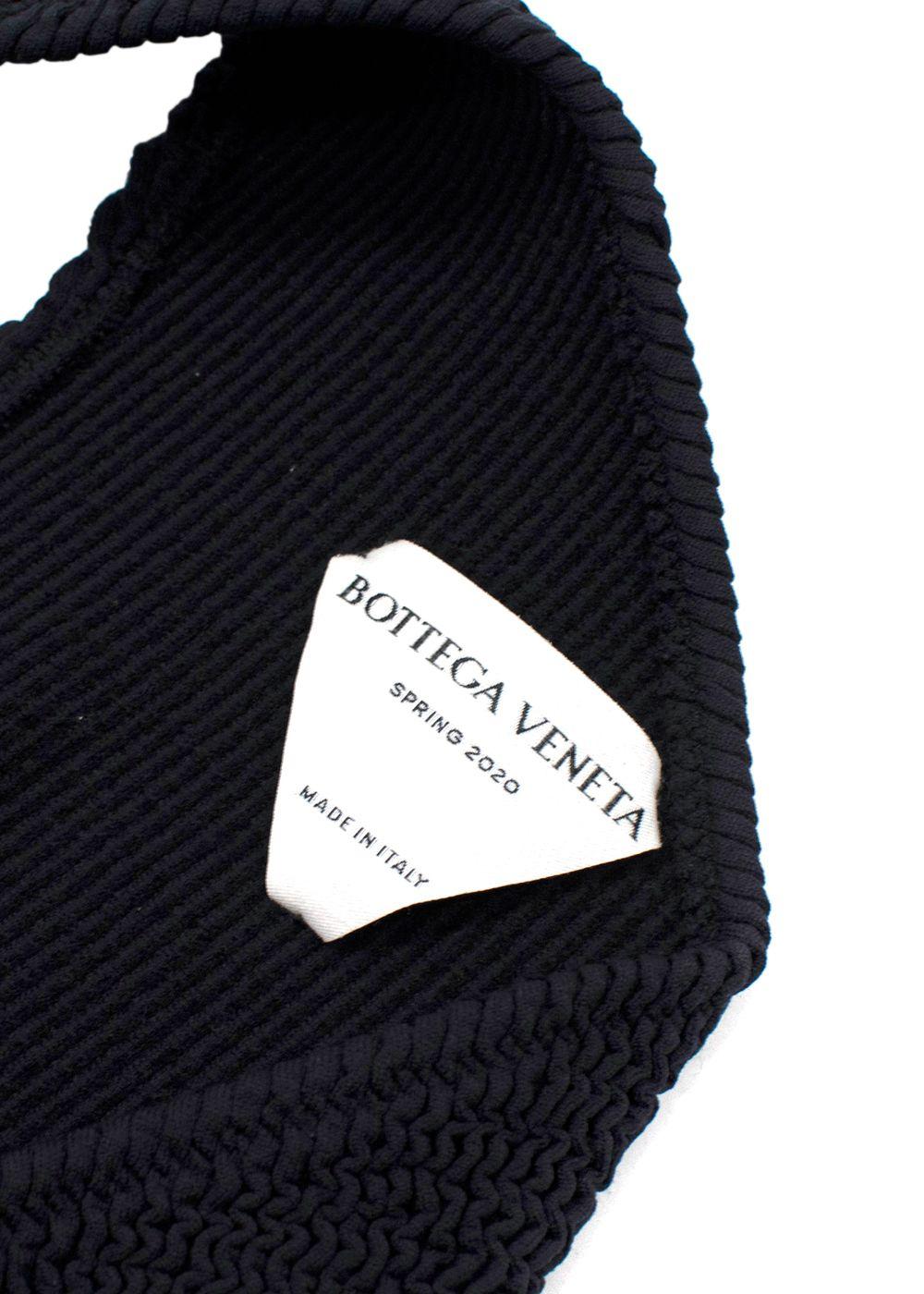 Bottega Veneta Black Smocked Jersey Bikini
