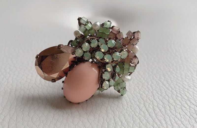 Bijoux De Familie Crystal & Chrysolite Cocktail Ring