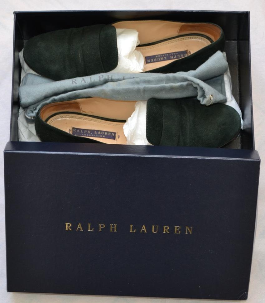 Ralph Lauren Collection green suede loafers