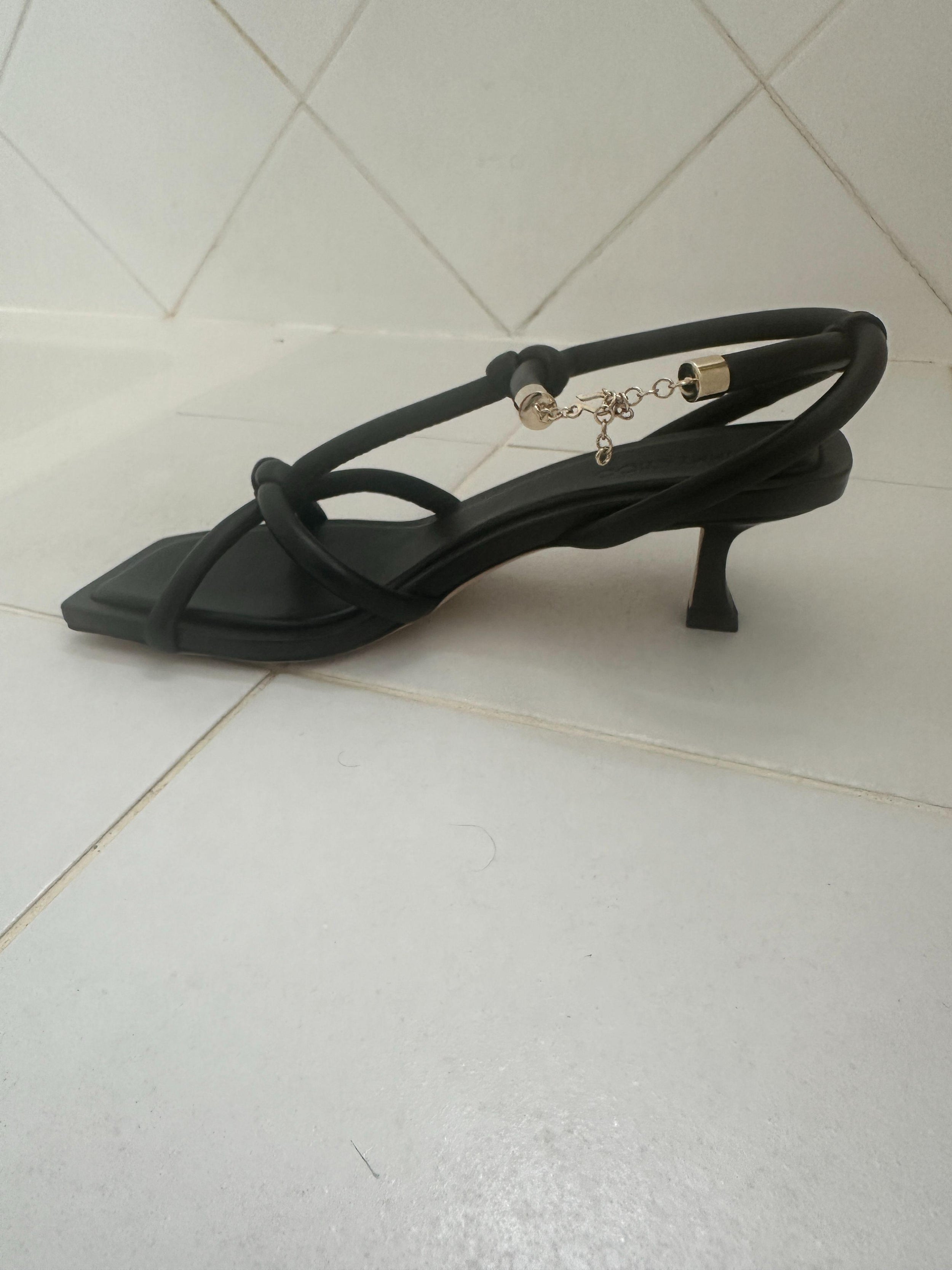 Jimmy Choo Black Fort 50 Knotted Sandals
