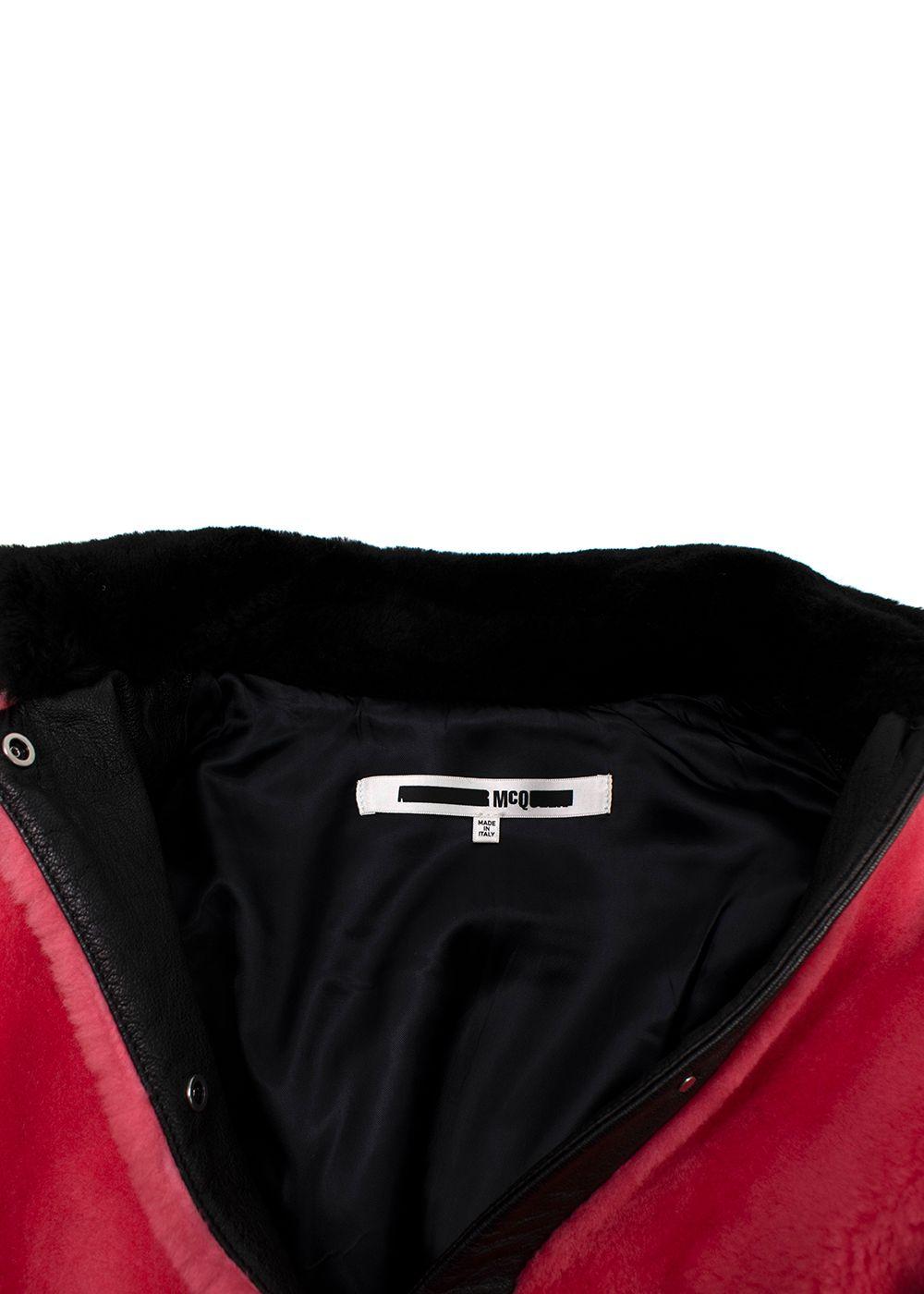 MCQ Red & Pink Shearling Zip Jacket
