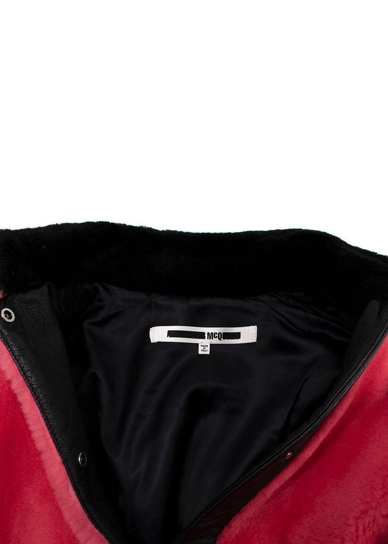 MCQ Red & Pink Shearling Zip Jacket