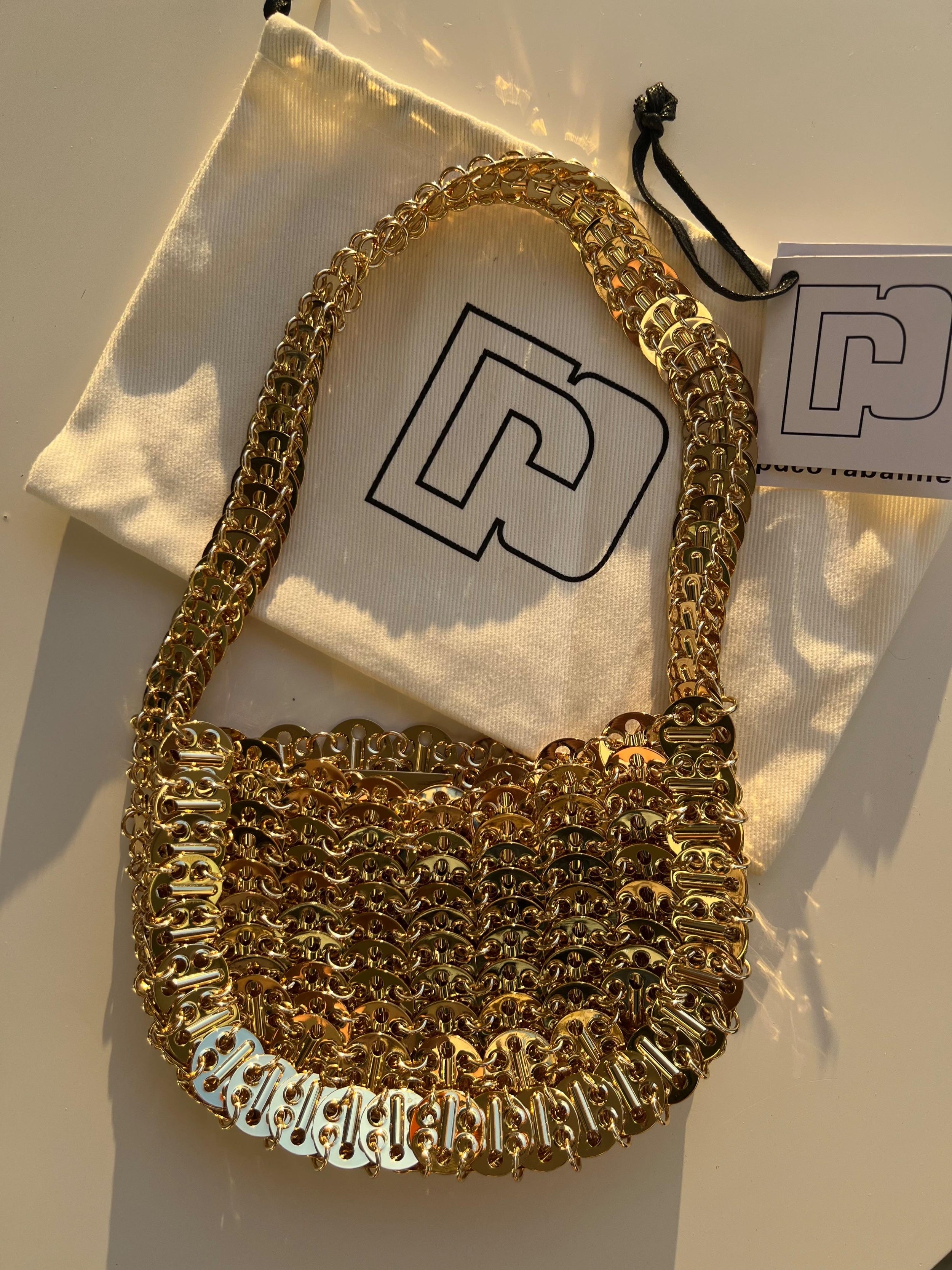 Paco Rabanne Gold Metal Chain Evening Bag