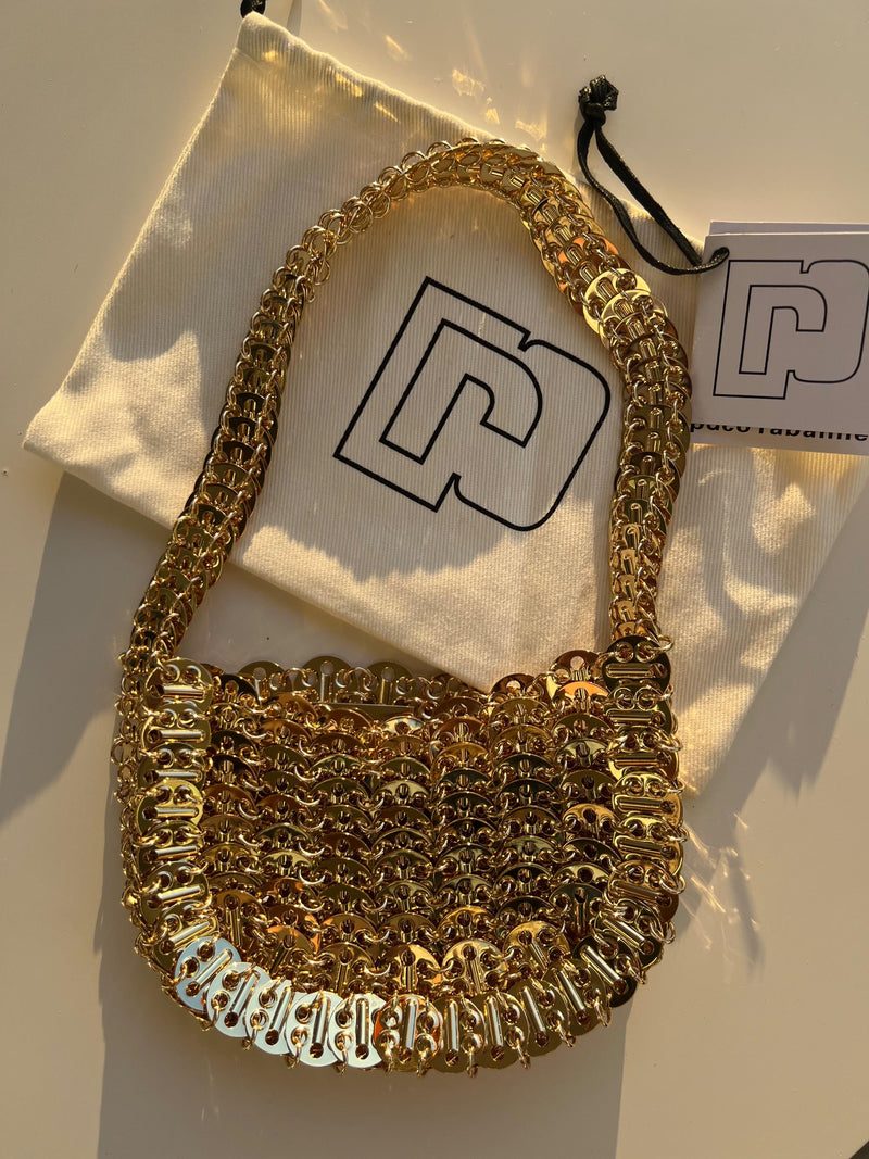 Paco Rabanne Gold Metal Chain Evening Bag