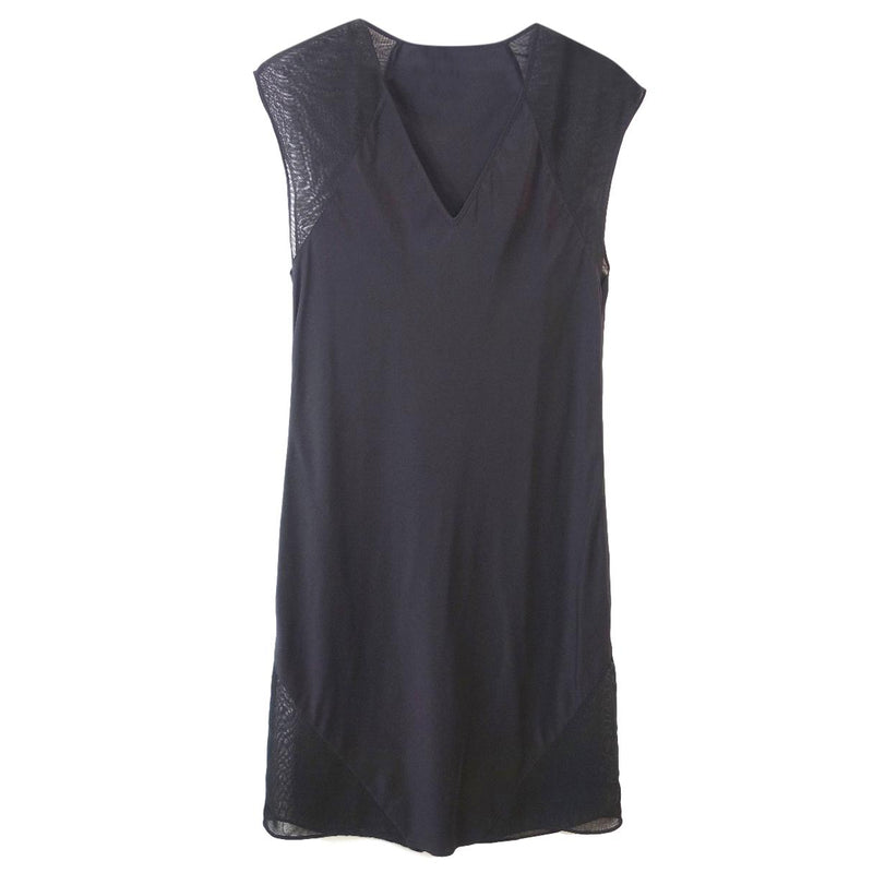 T by Alexander Wang Silk Dress with Sheer Mesh Inserts