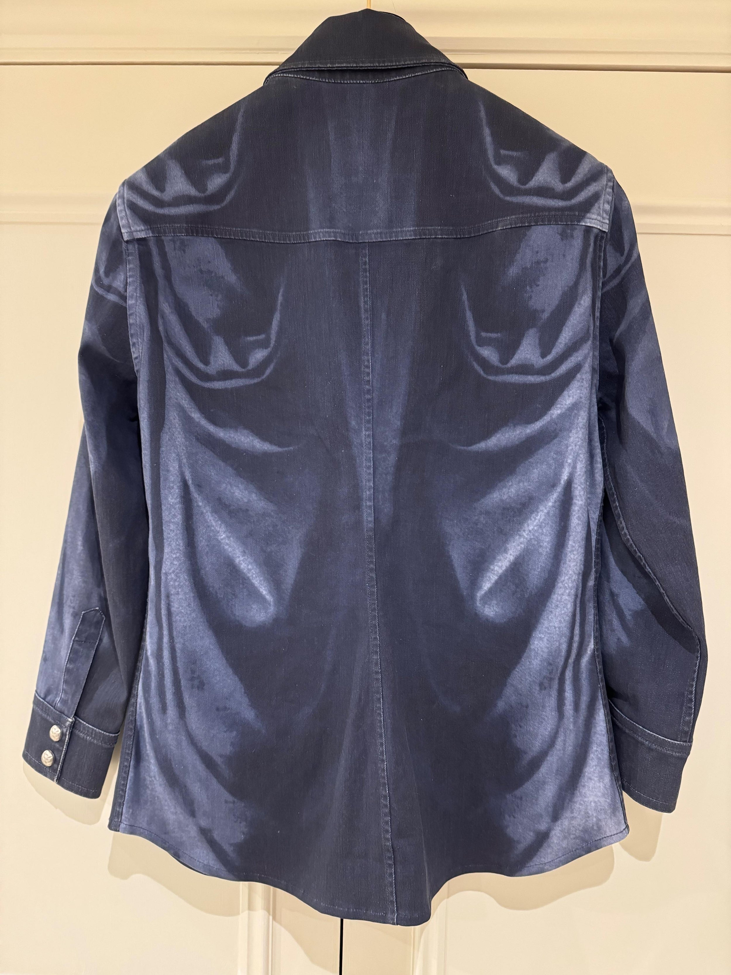 Chanel Blue Denim Shirt with CC Embossed Buttons