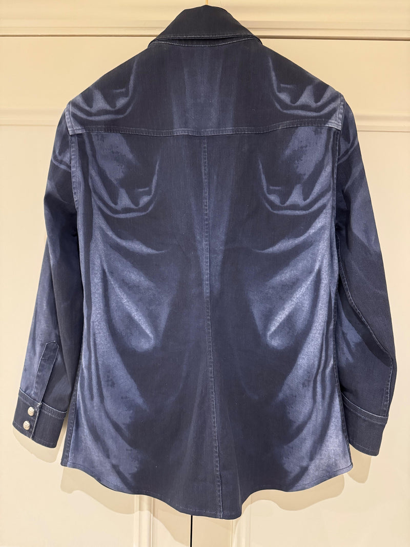 Chanel Blue Denim Shirt with CC Embossed Buttons