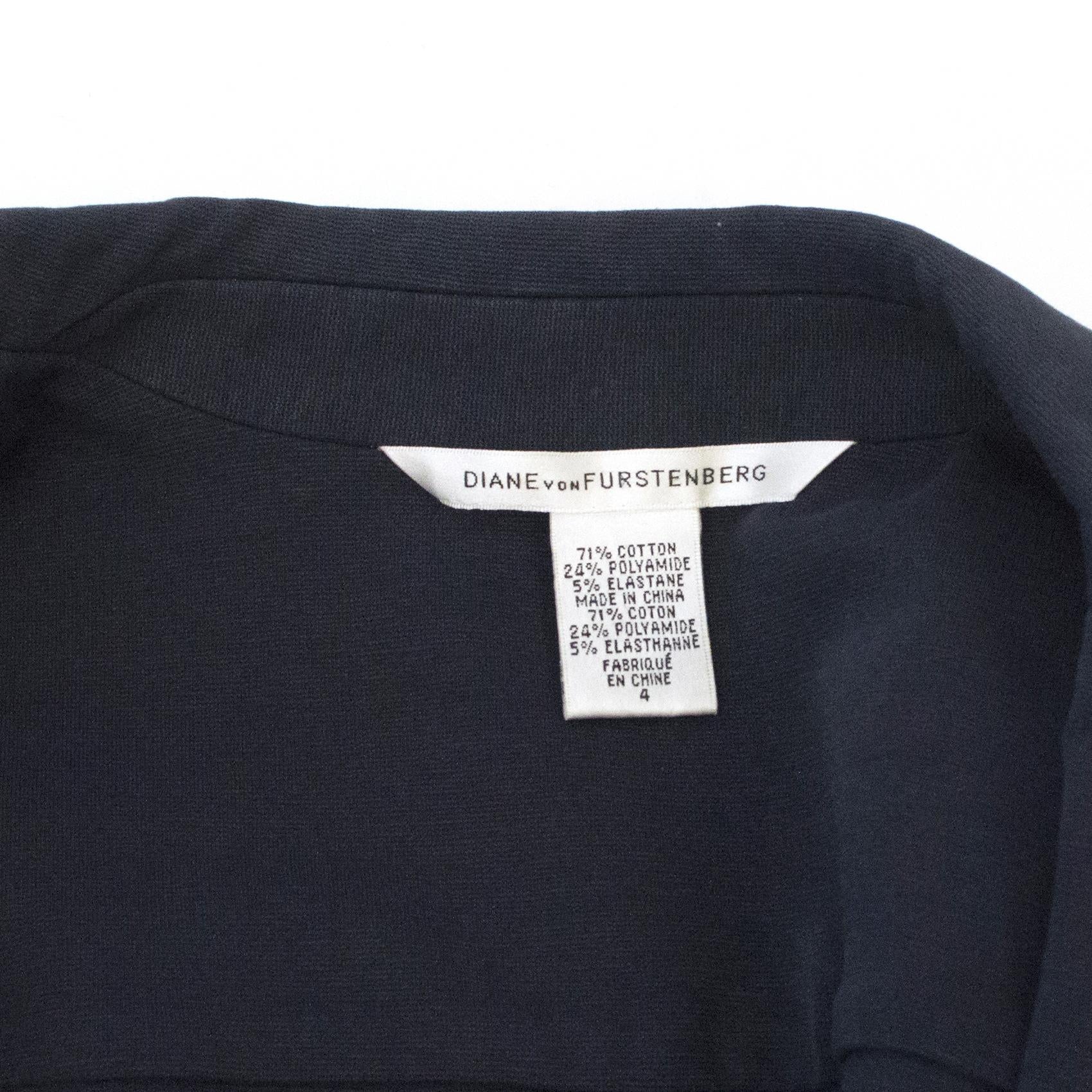 Diane Von Furstenberg Navy  Cropped Sleeve Blazer