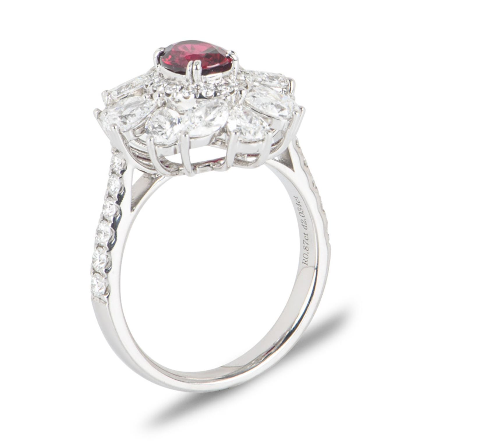 White Gold Ruby & Diamond Dress Ring - size 52