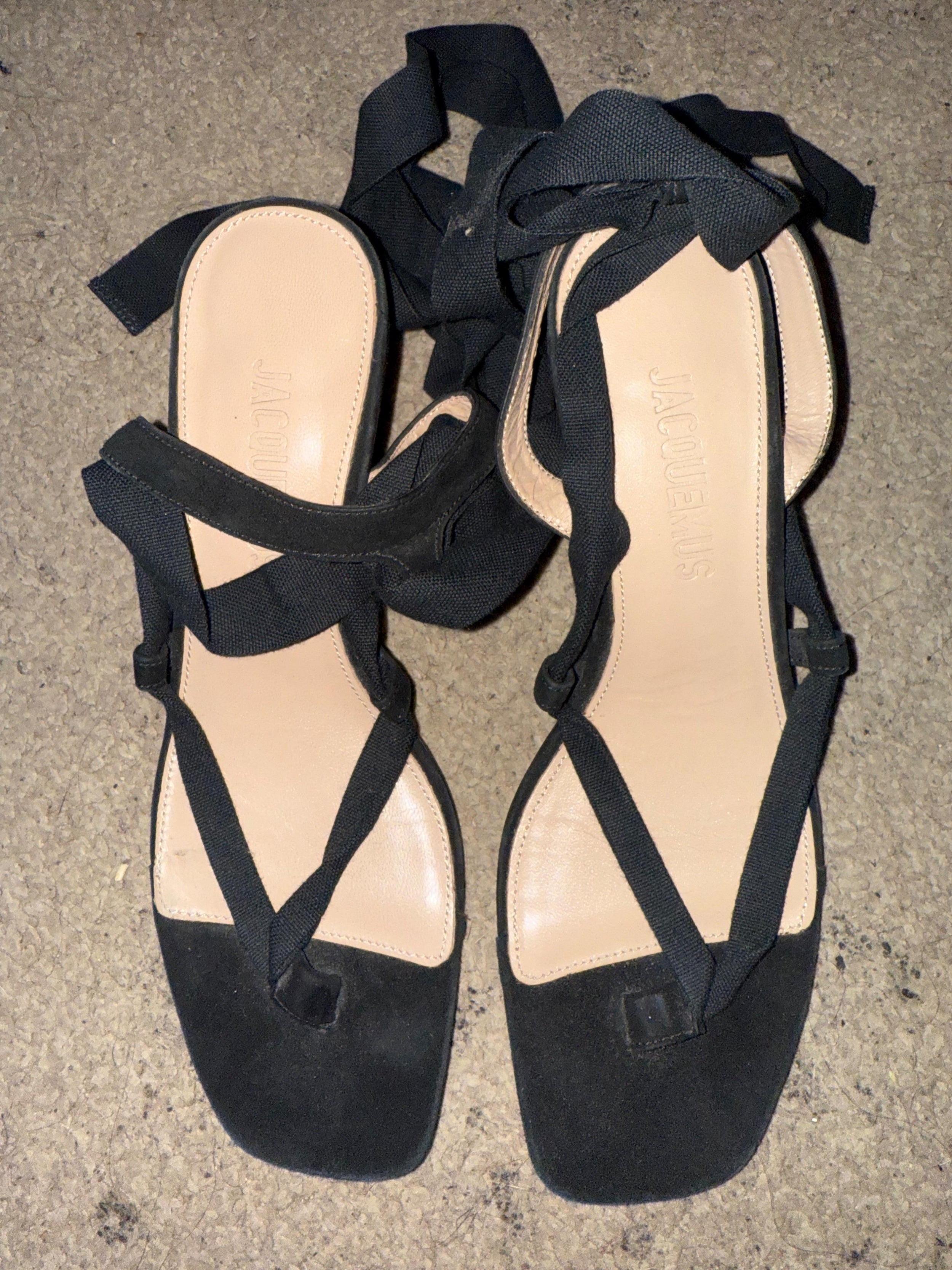 Black Suede Sandals With Ornate Heels