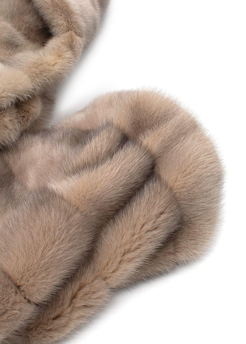 Jos Beige Fine Quality Mink Hooded Fur Coat