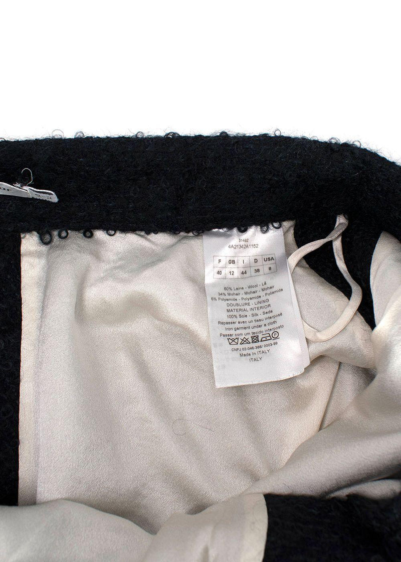 Dior Navy Mohair-blend Belted Skirt