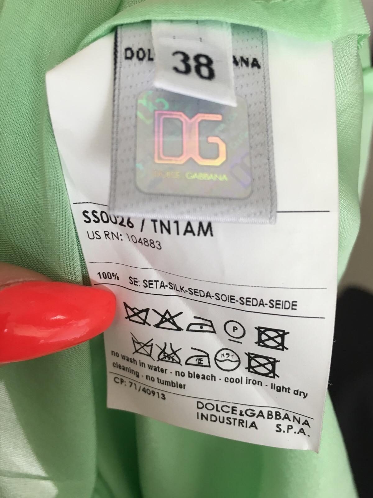 D&G Silk Pastel Green Short Sleeve Shirt
