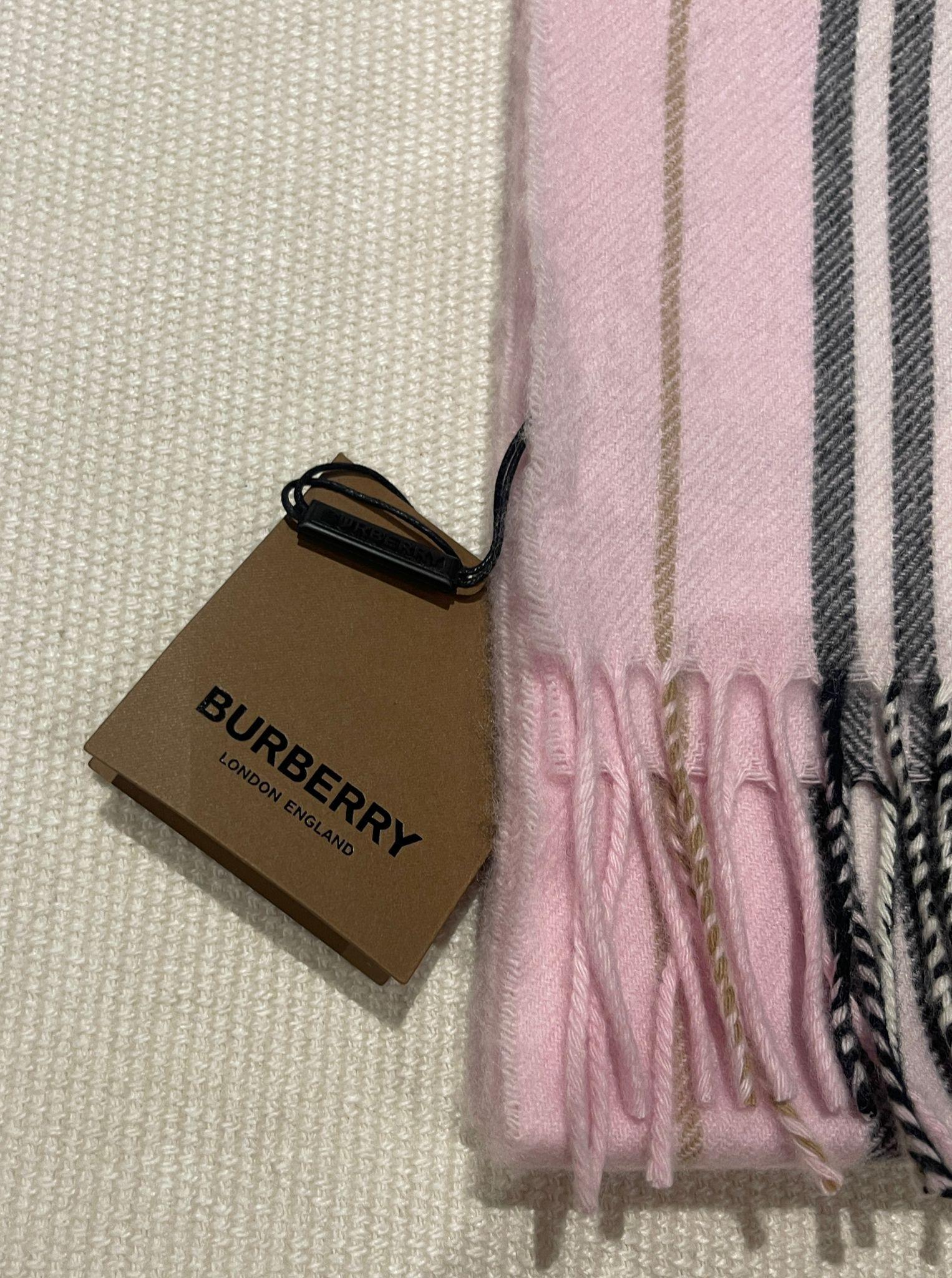 Pink Striped Cashmere & Wool Scarf