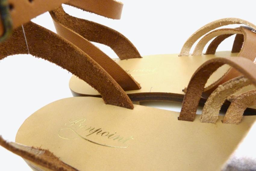 Bonpoint brown leather strappy sandals