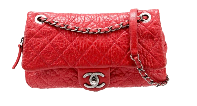 Chanel Red Aged Calfskin Single Flap Bag