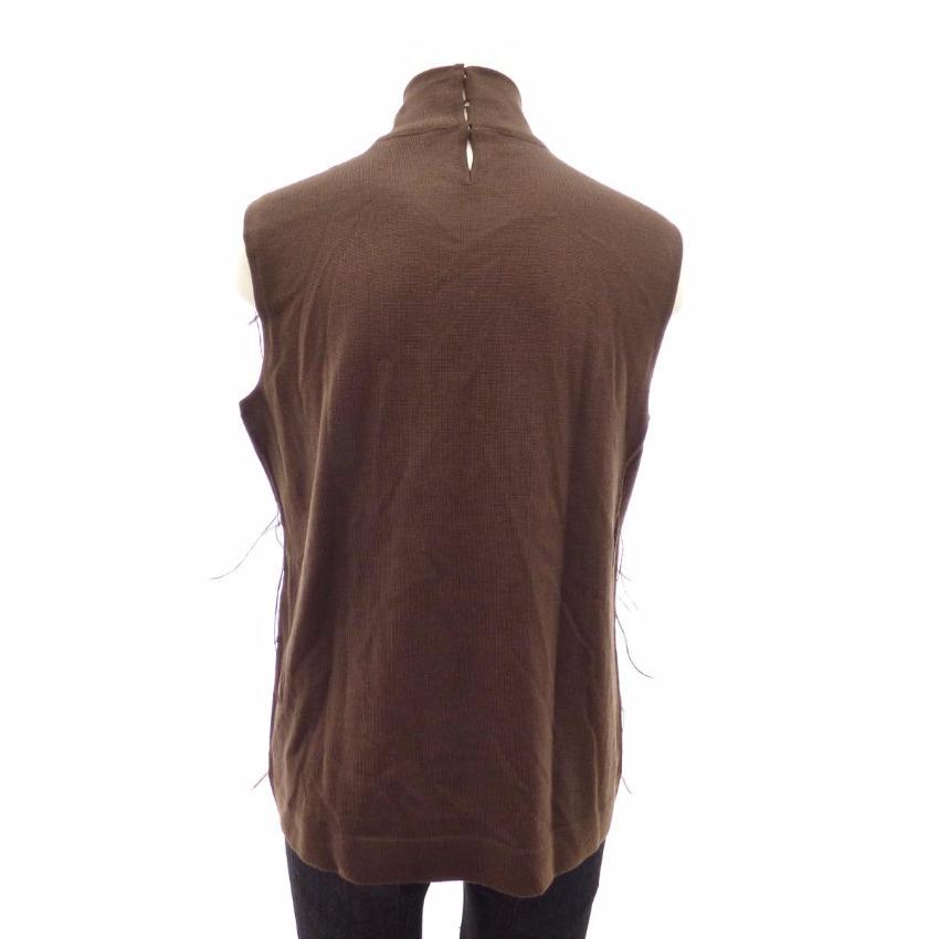 Escada Brown Wool Feather Sequins Sleeveless Top