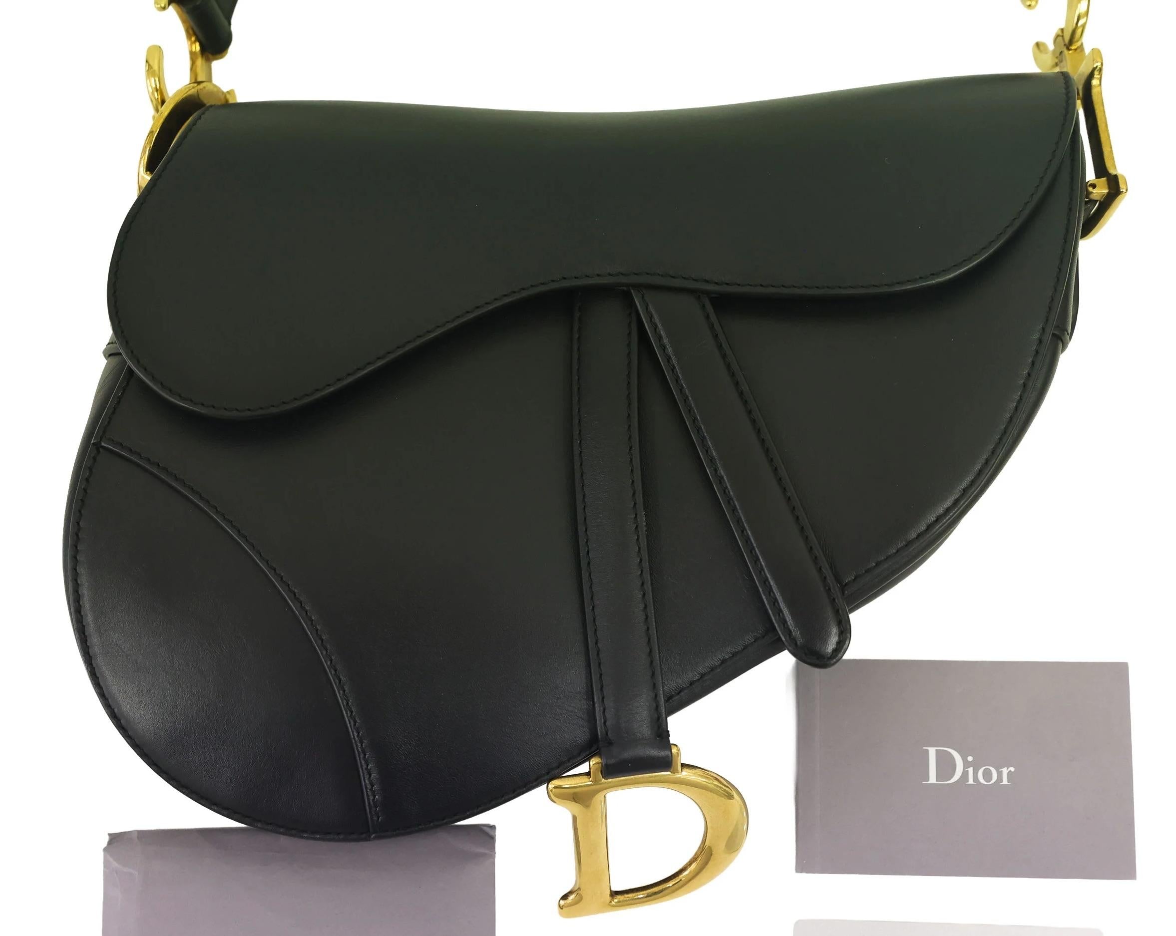 Dior Black Leather Saddle Bag