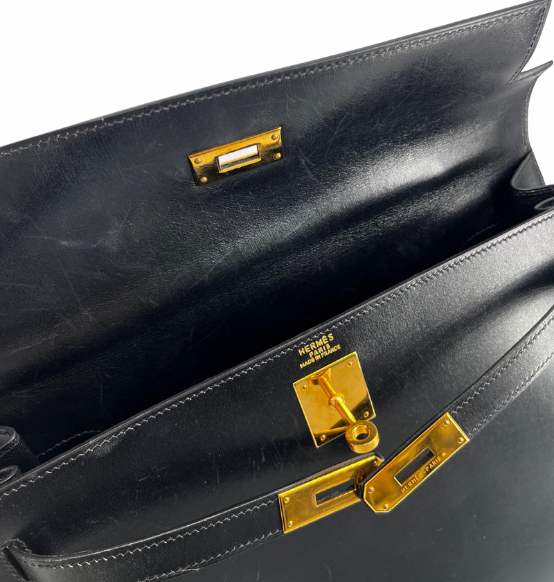 Hermès  Black Calf Leather Kelly 32cms