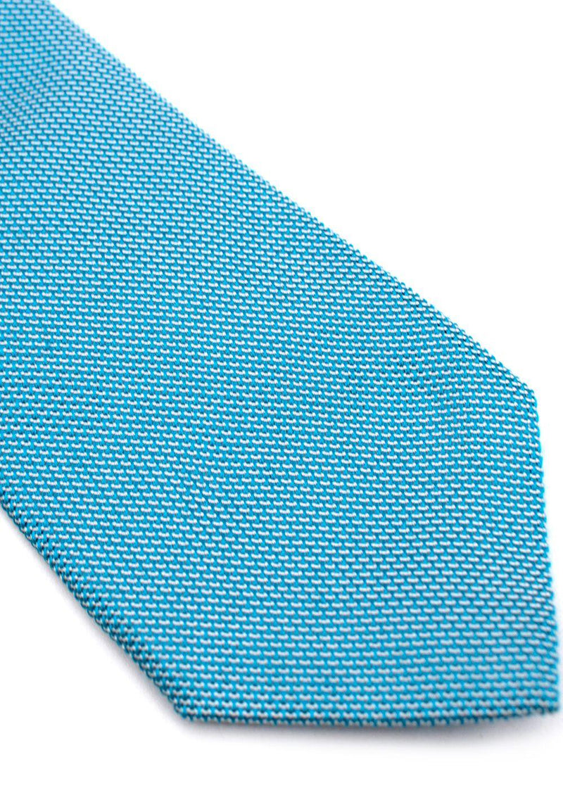 Blue & White Woven Silk Tie