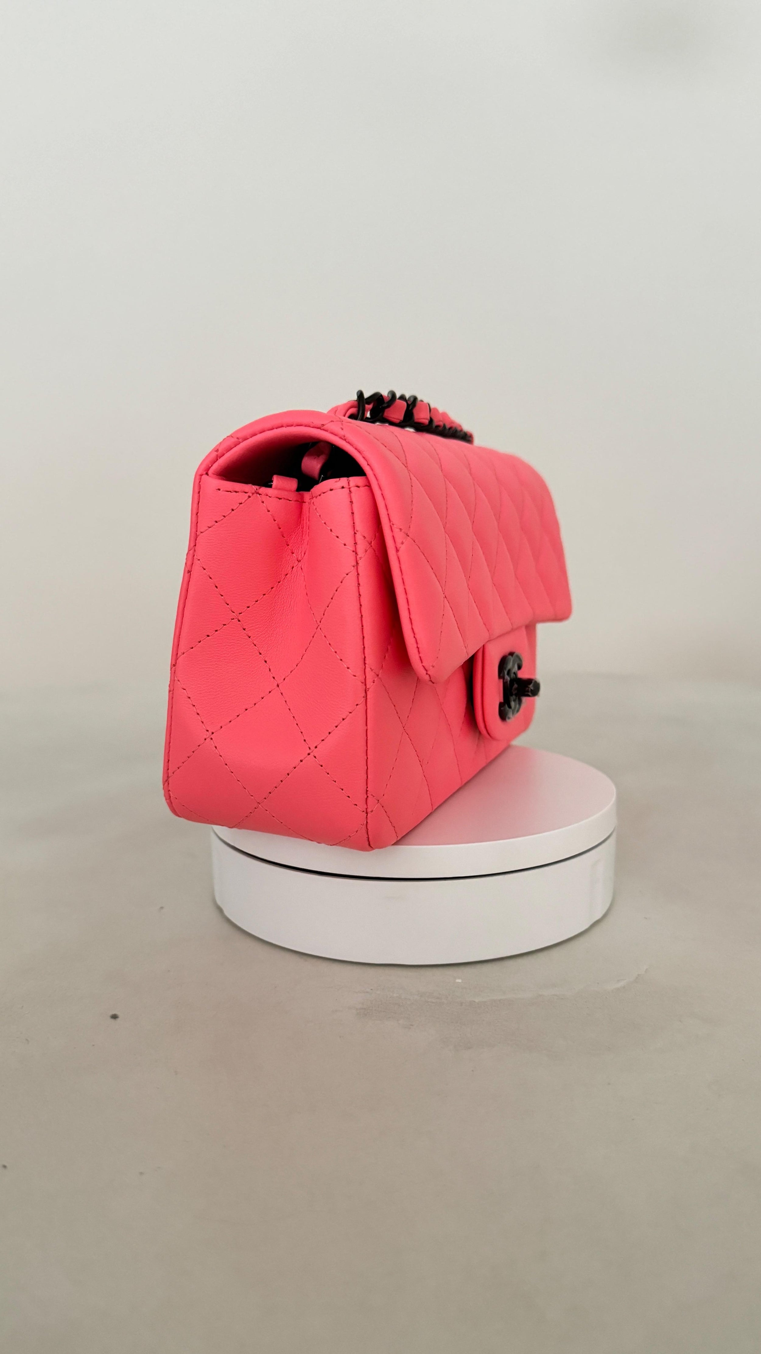 Chanel Neon Pink Limited Edition Ultra Mini Rectangular Single Flap Bag