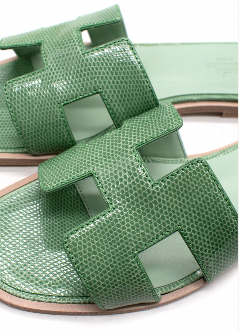 Hermes Vert Jade Niloticus  Lizard Oran Sandals