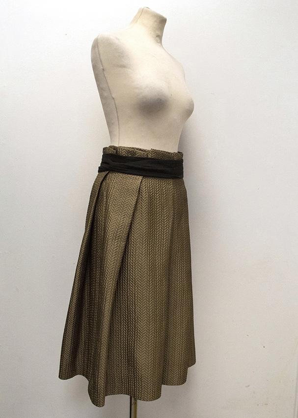 Biryukov Brown Full Skirt with Black Waist