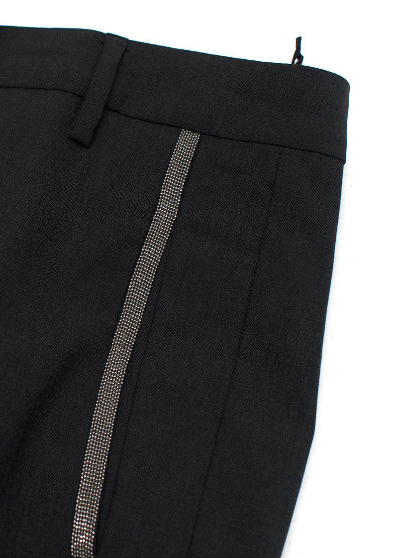 Brunello Cucinelli Charcoal Grey Trousers with Signature Embellishment