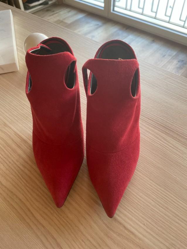 Giuseppe Zanotti Red Suede Ankle Strap Mules