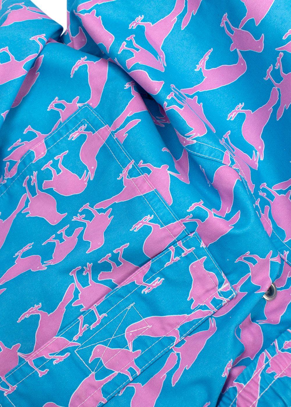 Pink House Mustique Blue and Pink Bird-print Shorts