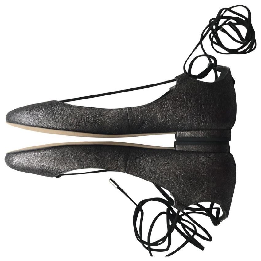 DVF Metallic Lace-Up Ballerinas