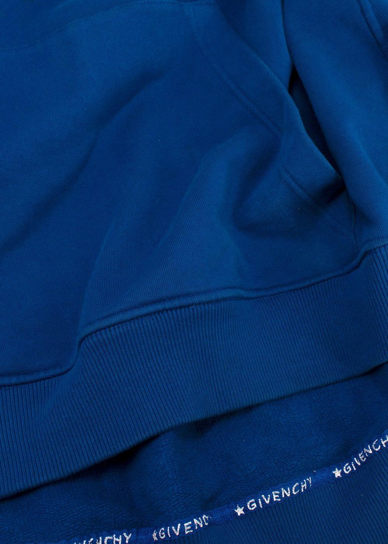 Givenchy Royal Blue Silk Tie Oversized Hoodie