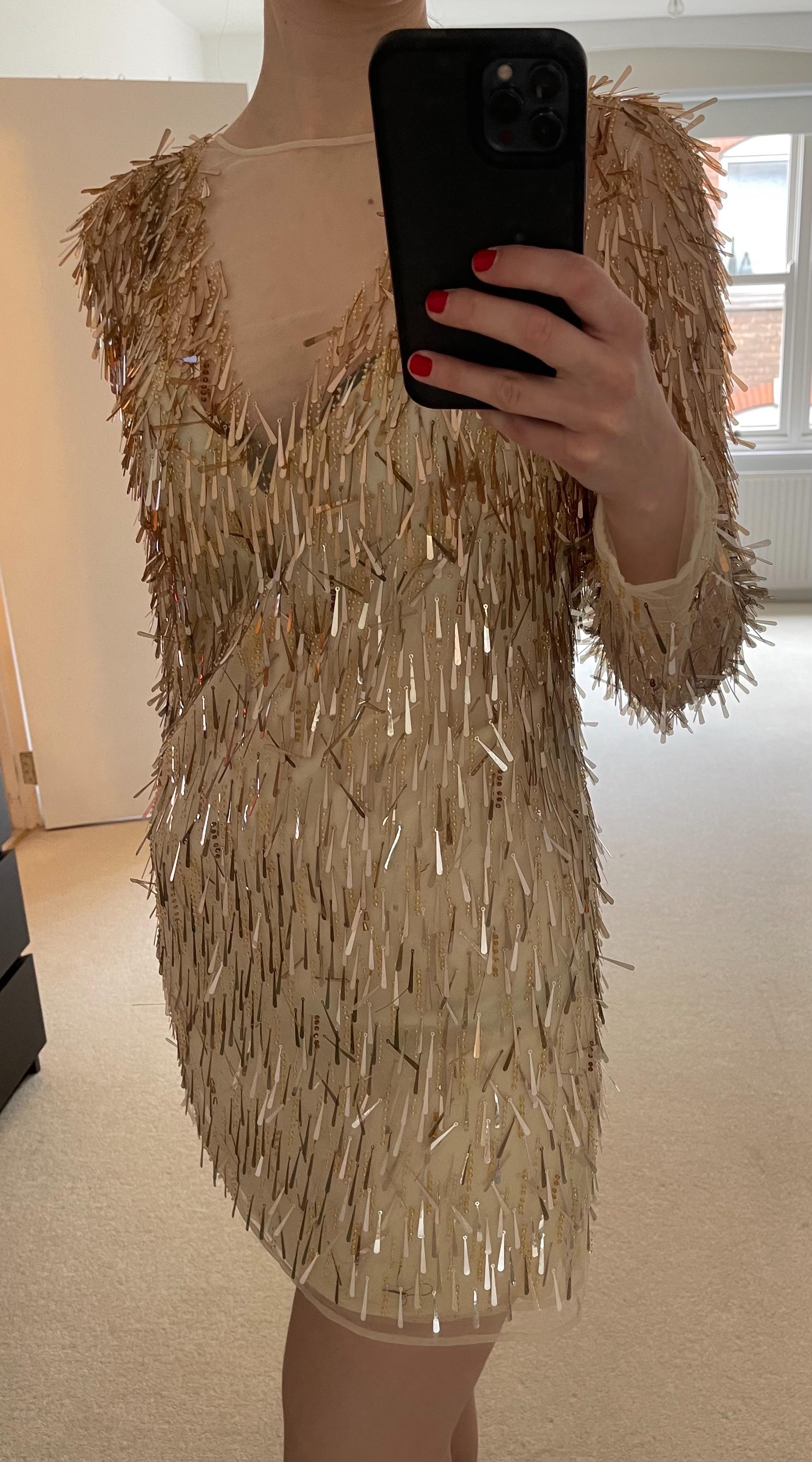 V-neck sequin-embellished dress