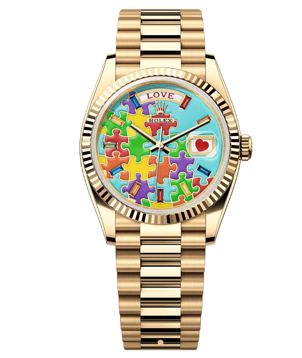 Collector's Gold Puzzle Piece Oyster Perpetual Day-Date 36mm Watch