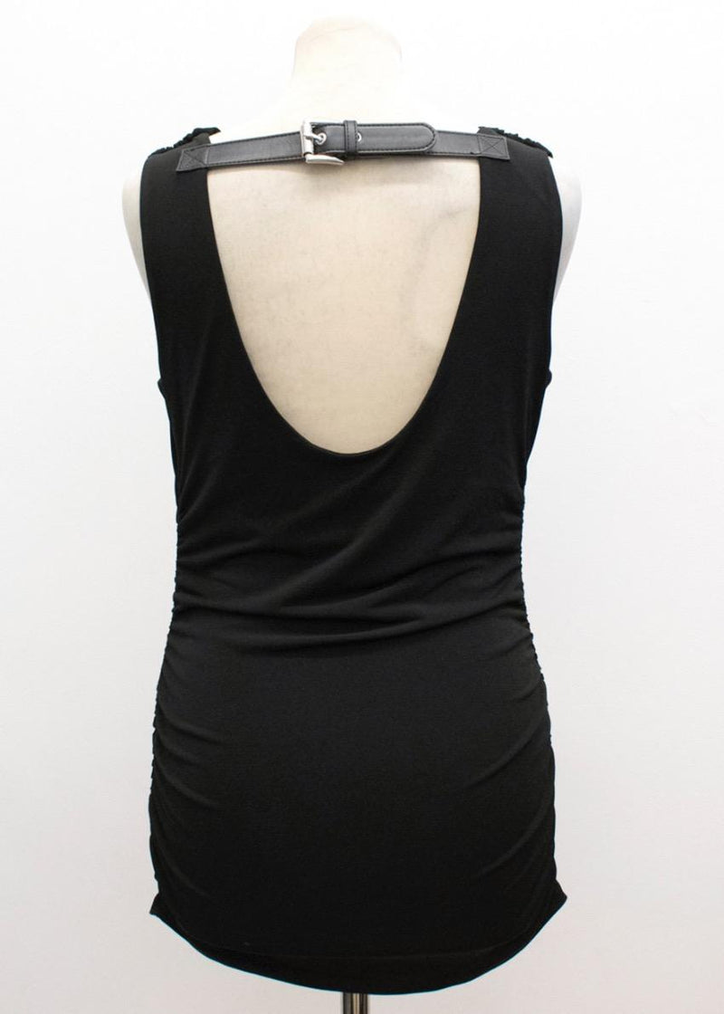Michael Micheal Kors Black Buckle Top