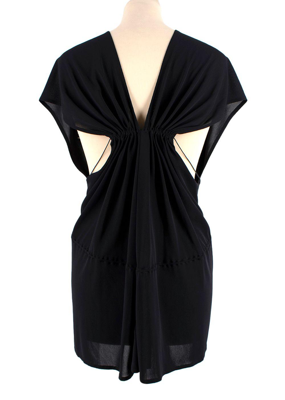 Alaia Black Crepe Ruched Blouse