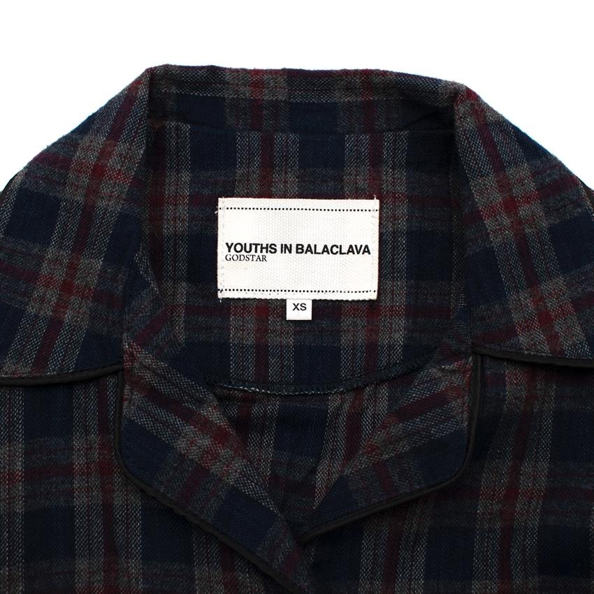 Youths In Balaclava Red & Navy Plaid Pyjama Shirt