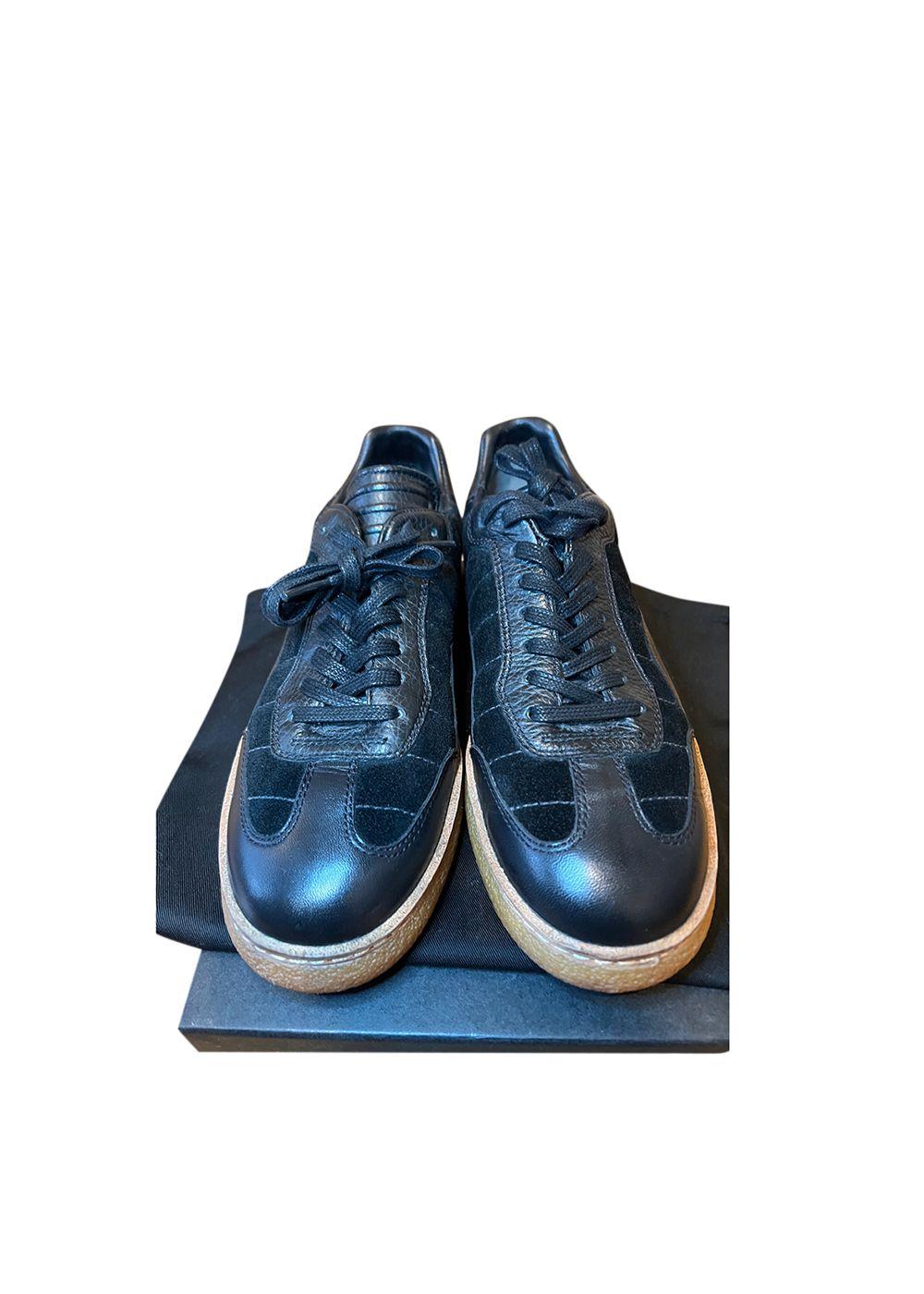 Black Leather & Suede Crepe Sole Trainers