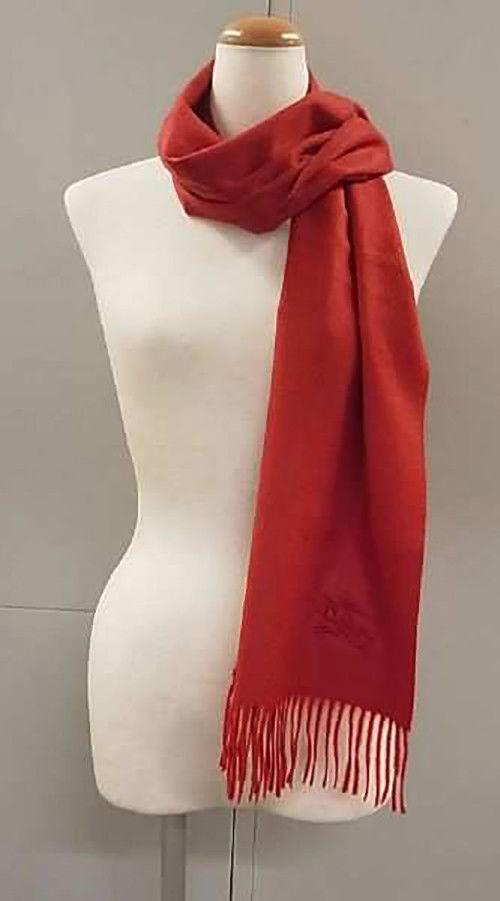 Burberry Red Cashmere Embroidered Scarf