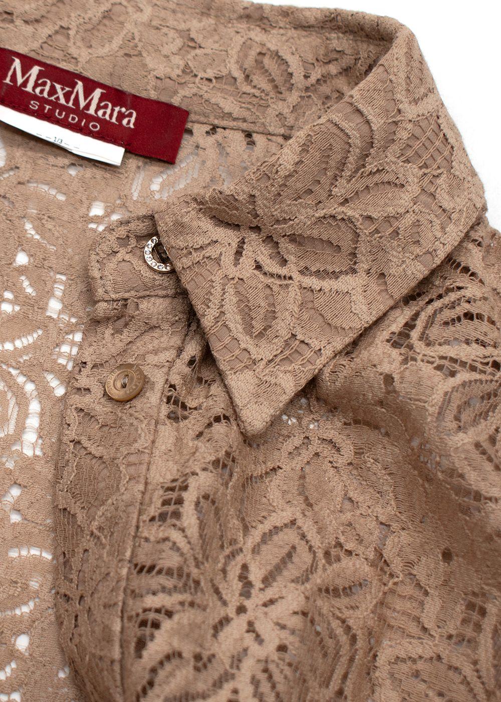 Max Mara Beige Lace Midi Dress