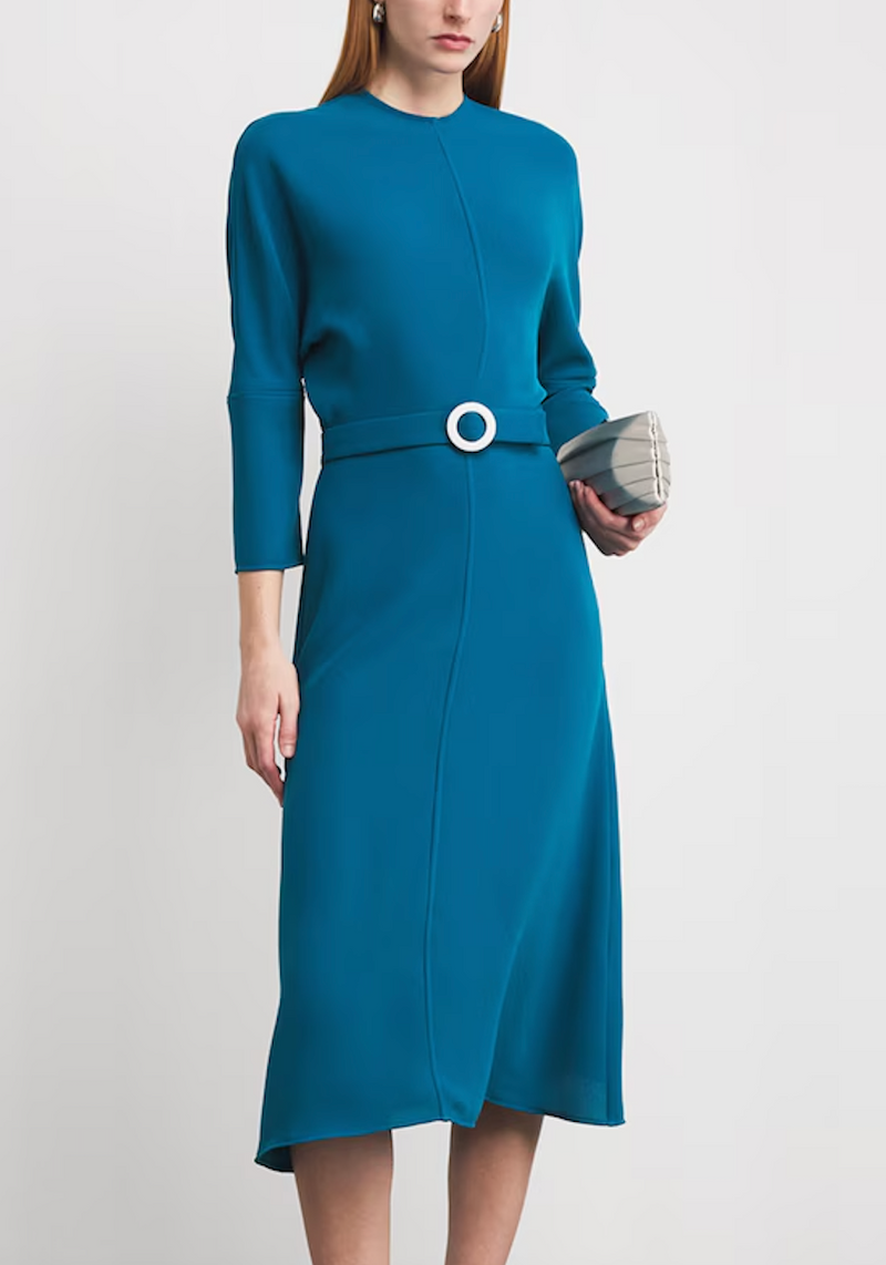 Edeline Lee Jacquard Belted Anna Midi Dress