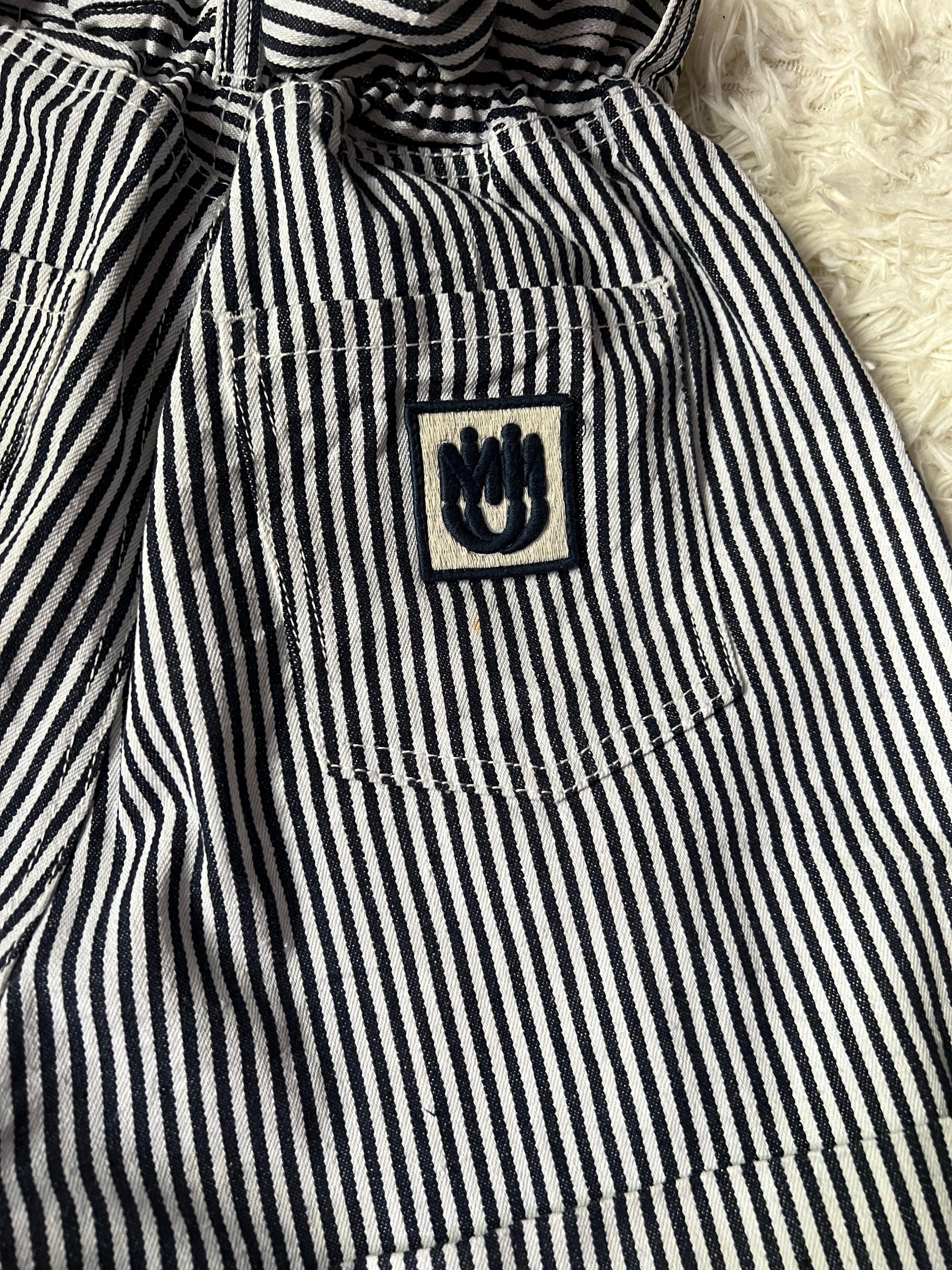 Paperbag Striped Denim Shorts