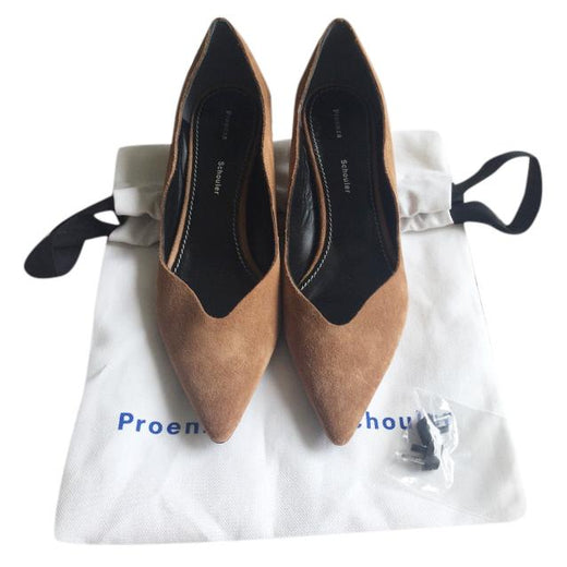 Proenza Schouler Wavy Suede Kitten Heel Pumps