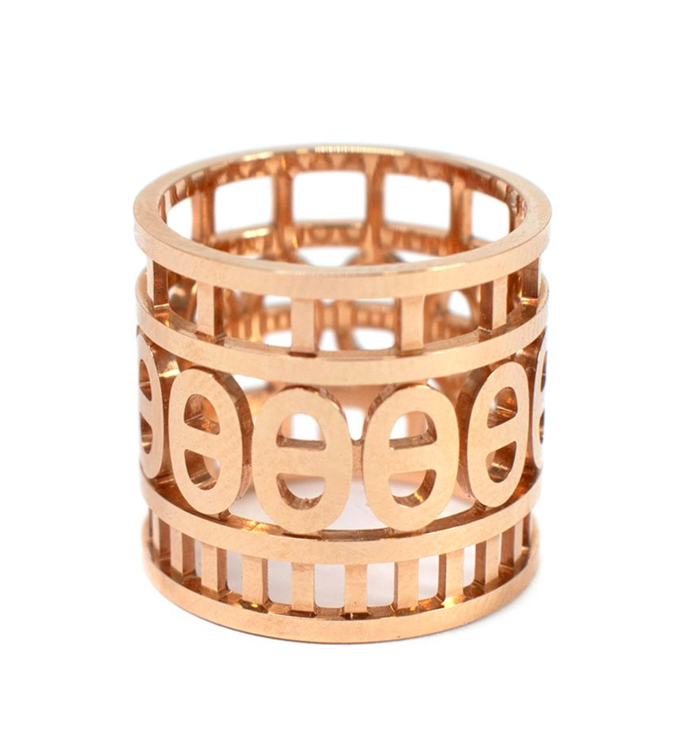 Hermes 18kt Rose Gold Chaine d'ancre Divine ring, large model
