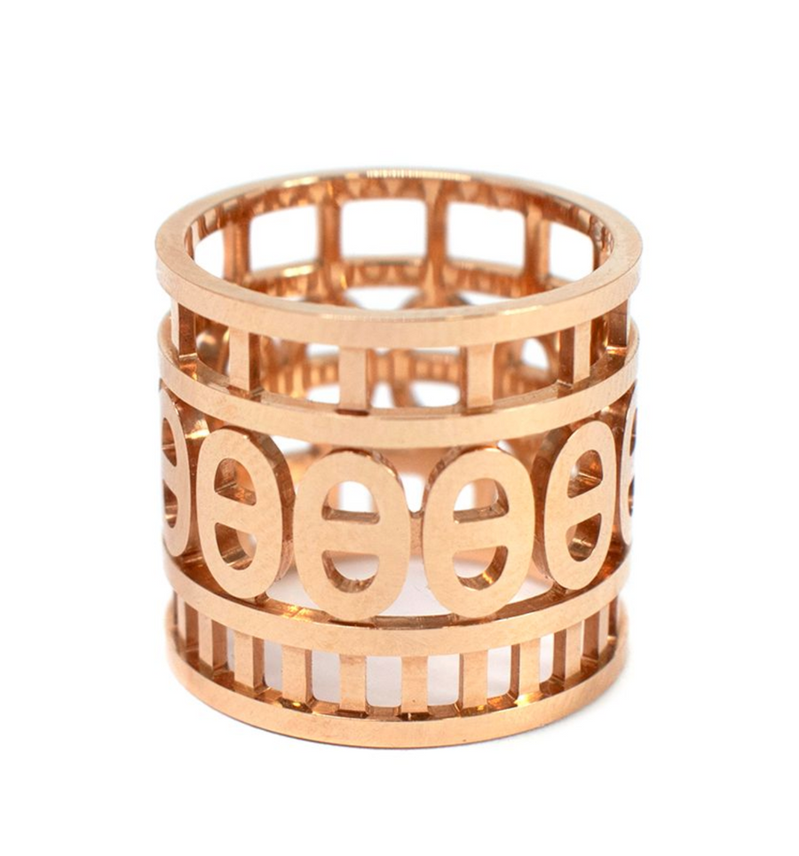 Hermes 18kt Rose Gold Chaine d'ancre Divine ring, large model