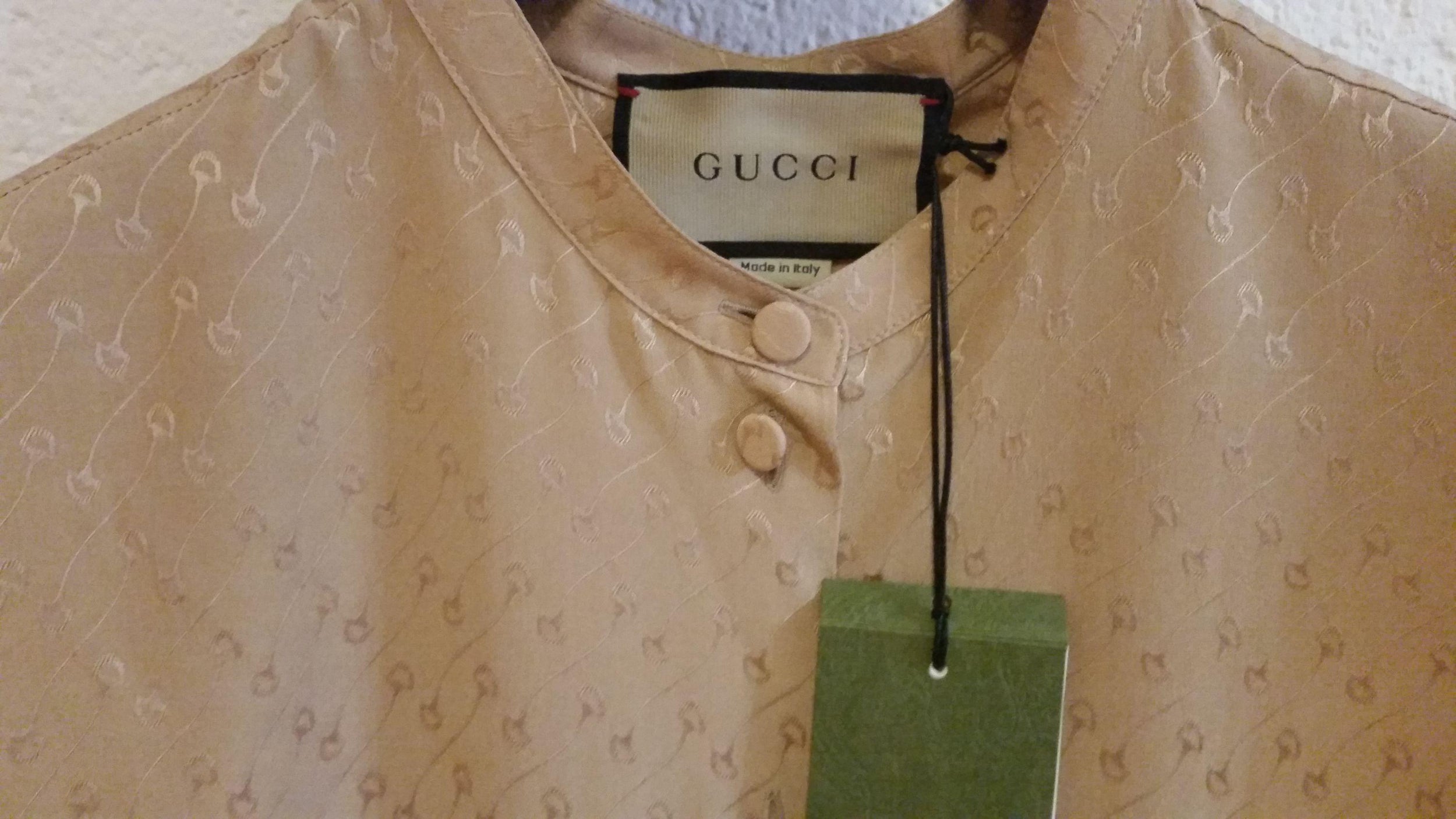 Gucci Beige Horsebit Embroidered Silk Blouse