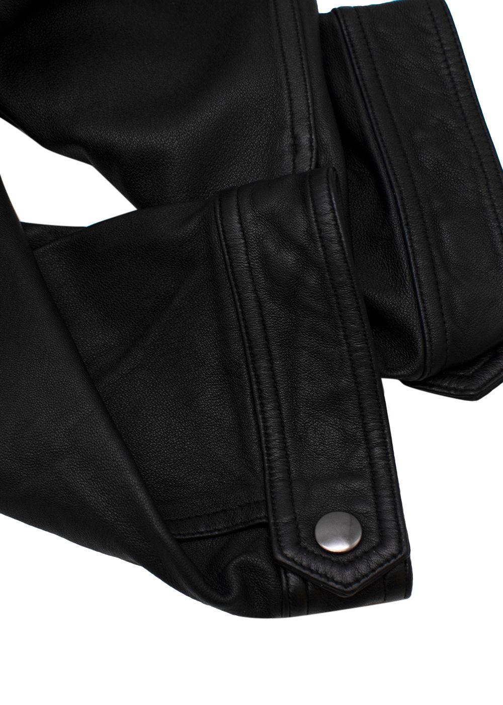 black cropped leather trousers