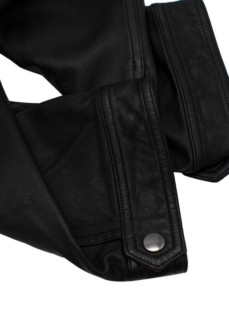 black cropped leather trousers